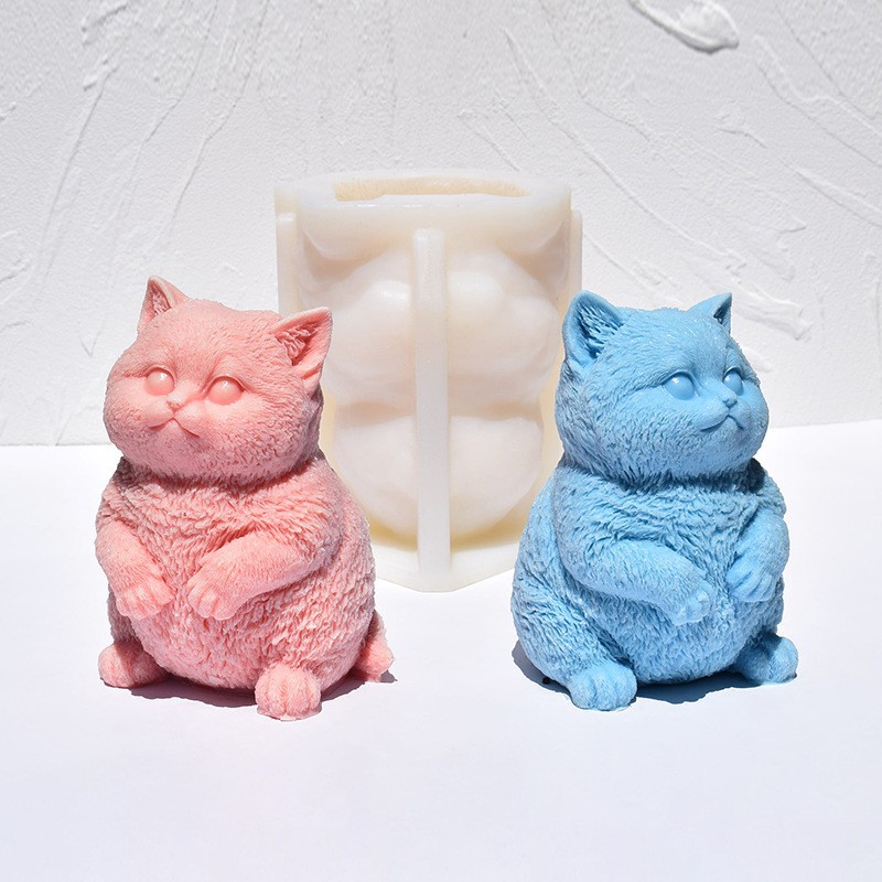 3D Fat Cat Silicone Candle Mol - Soap Making Animal Fat 评论和价格