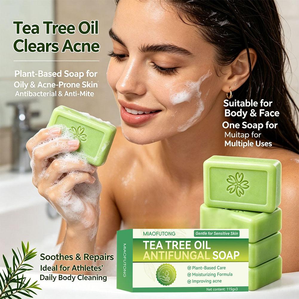3pcs Tea Tree Oil Soap Bar Nat - Soap Making Essential Oils 评论和价格