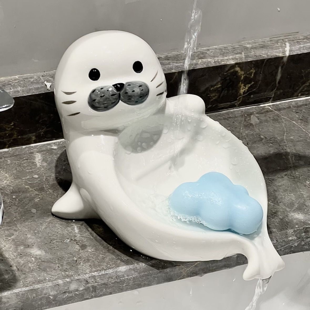 Cute cartoon seal ceramic soap - Soap Making Box 评论和价格